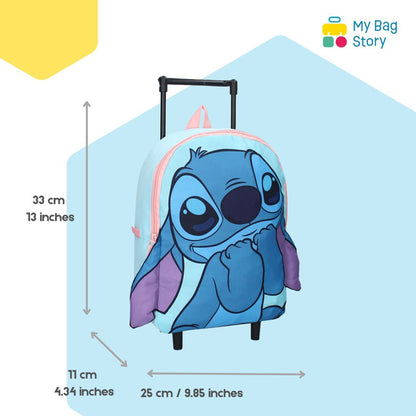 Mybagstory - Sac à Dos Trolley Stitch 3D Bleu et Rose - 33 cm