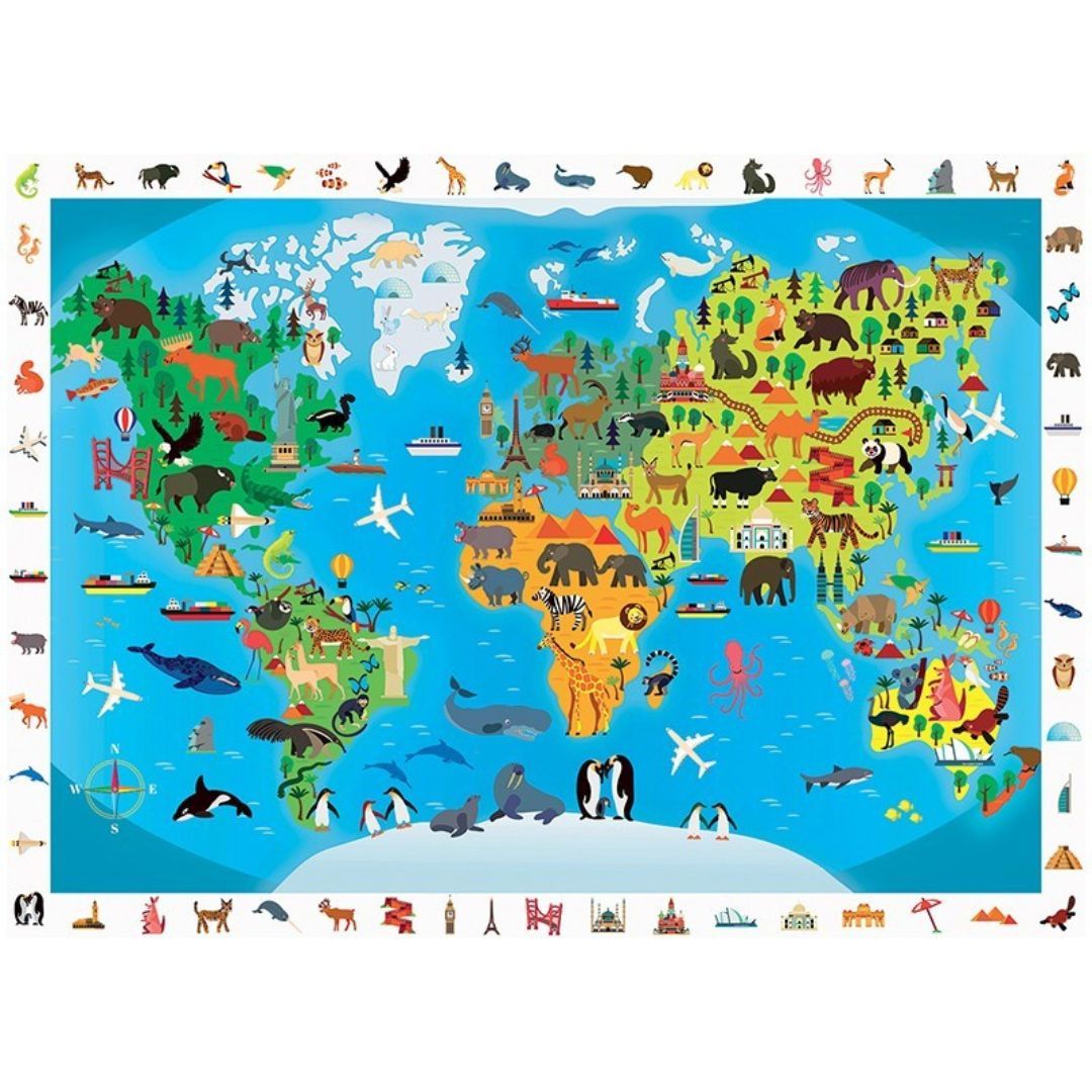 Sentosphère - PUZZLE 100 P - Planisphère des Animaux
