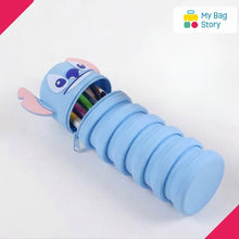 mybagstory -Trousse Scolaire Stitch et Angel en Silicone - Bleu - 21 cm