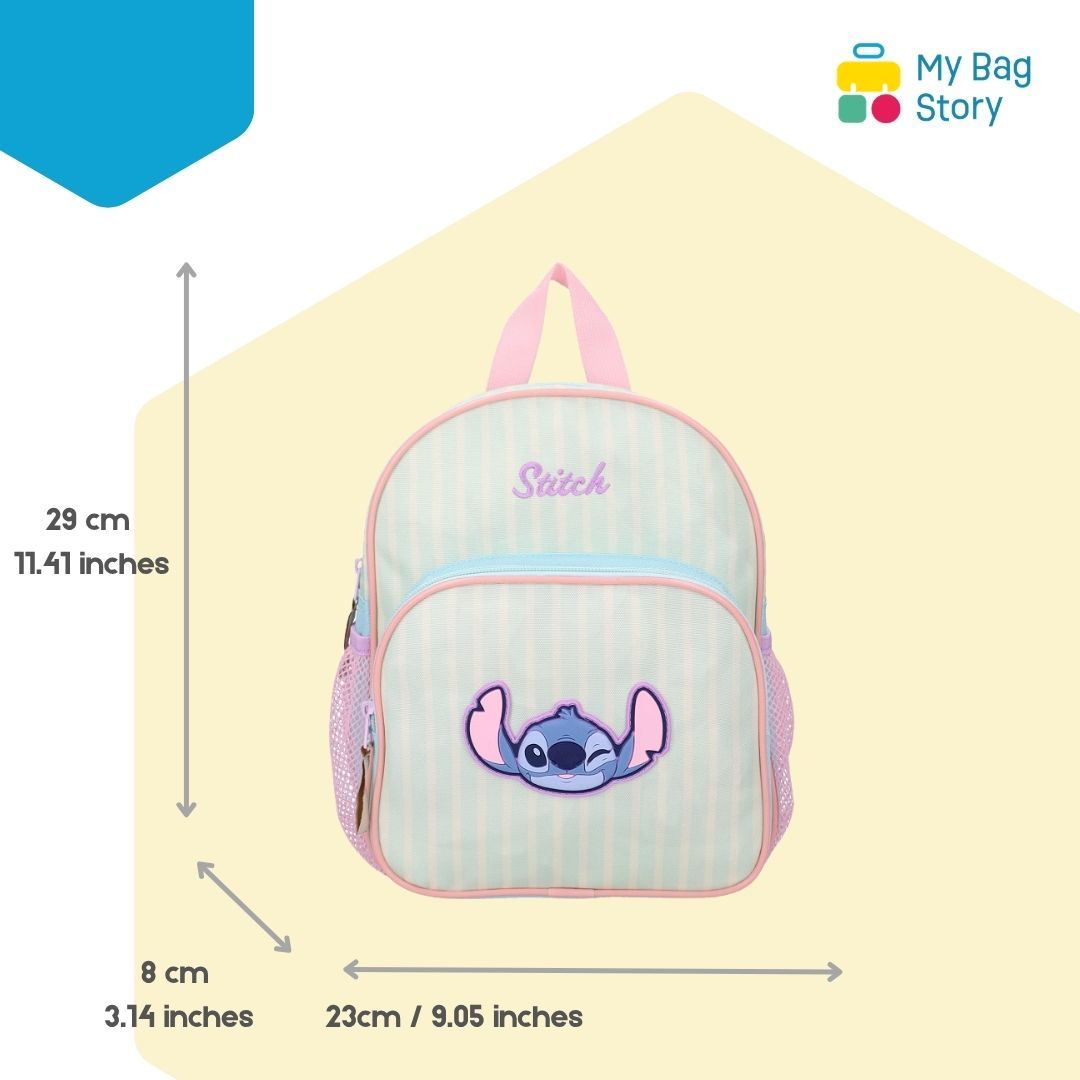 Mybagstory - Sac à Dos Lilo et Stitch à Rayures Bleu Blanc - 29 cm