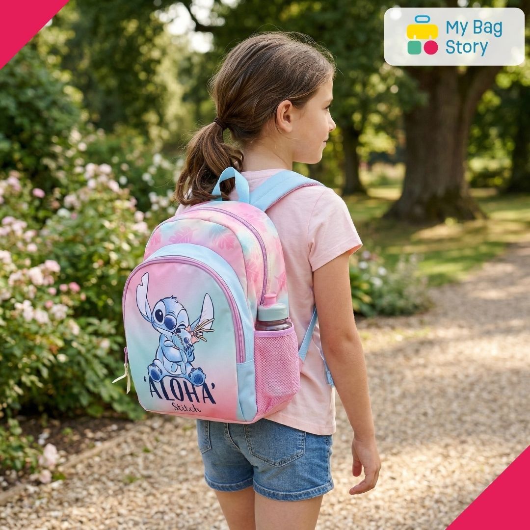 Mybagstory - Sac à dos Stitch Rose Galaxie et Bleu - 35 cm