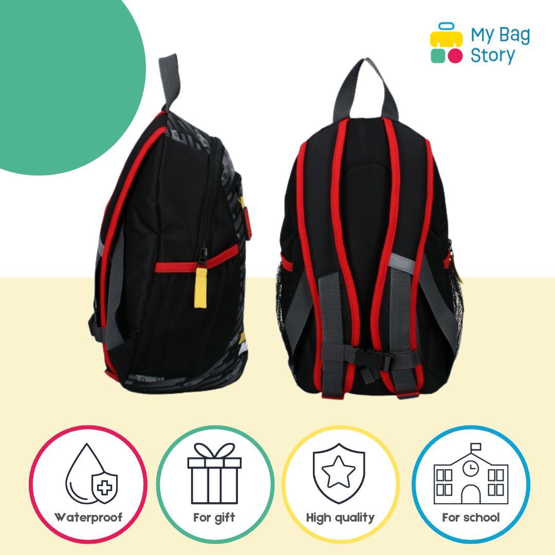 Mybagstory - Sac à dos Cars Noir/Gris - 38 cm