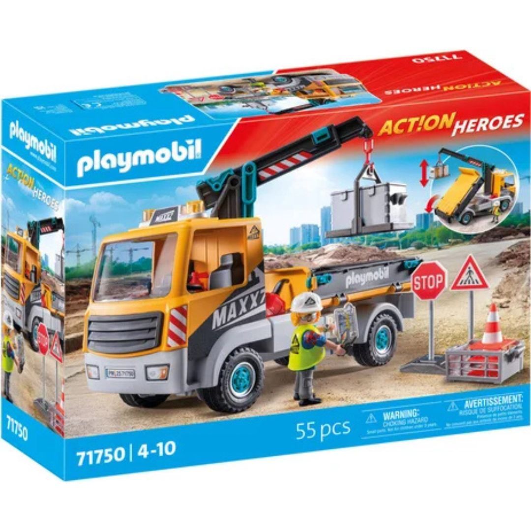 Playmobil 71750 - Camion de chantier avec grue, ouvrier