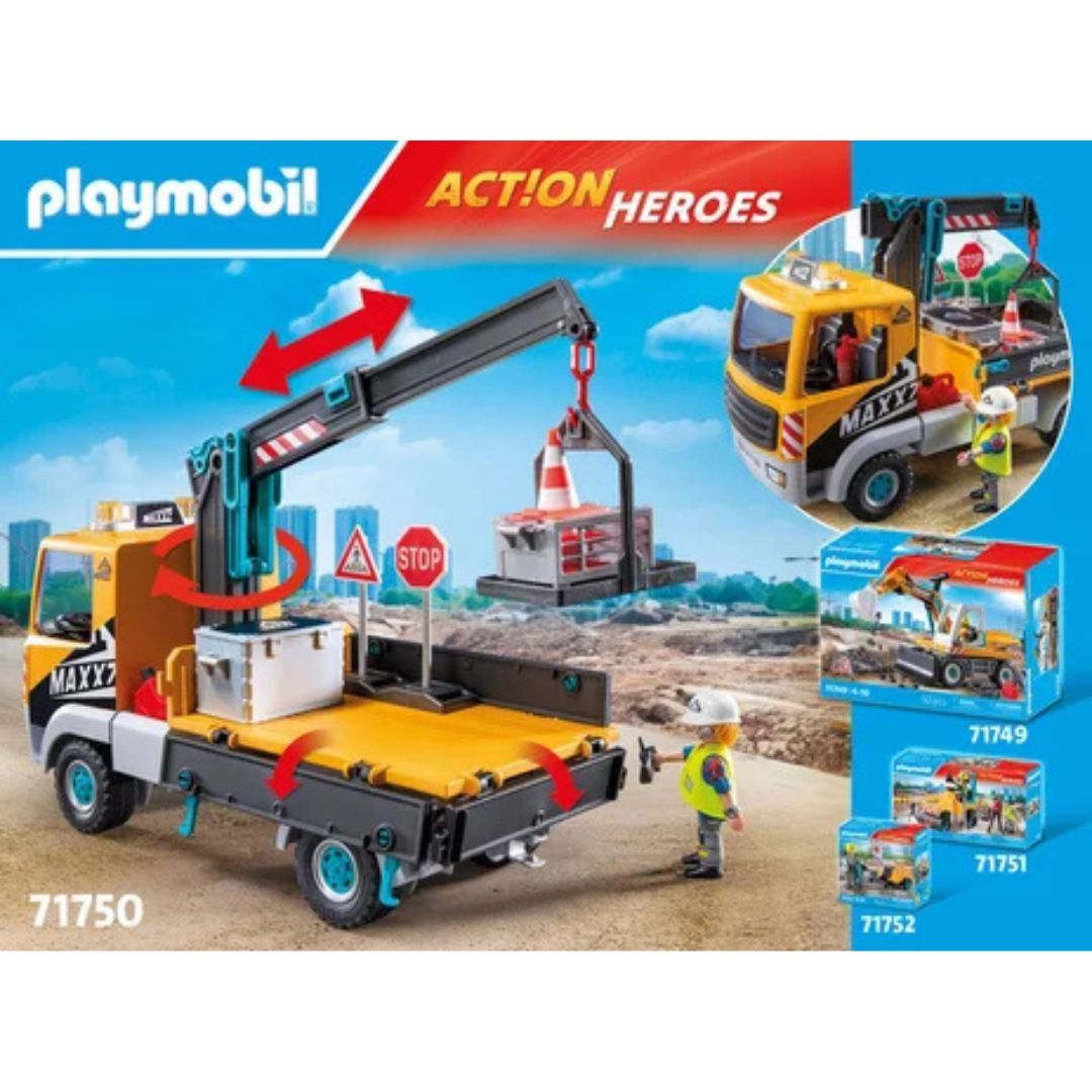 Playmobil 71750 - Camion de chantier avec grue, ouvrier