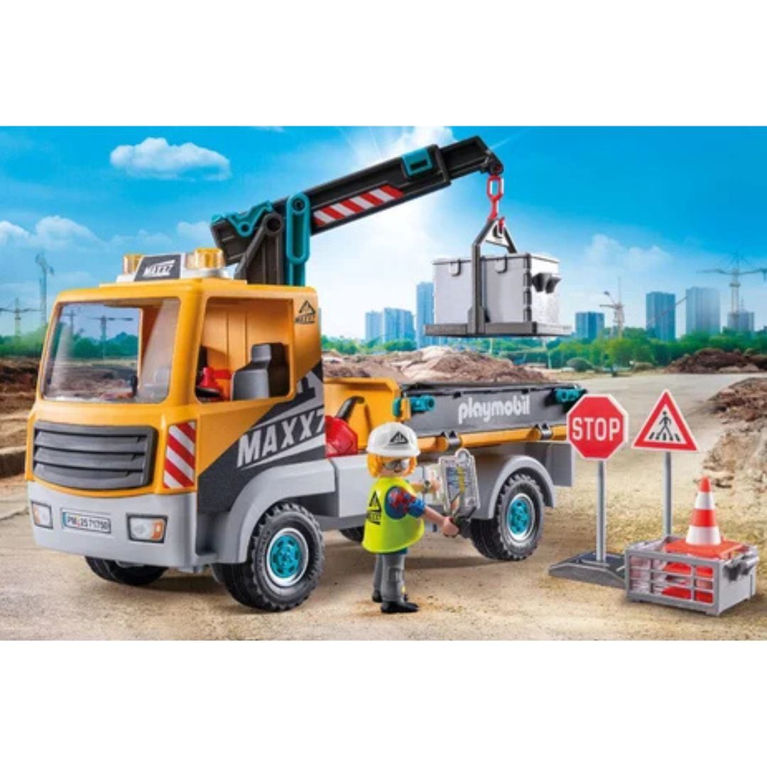 Playmobil 71750 - Camion de chantier avec grue, ouvrier