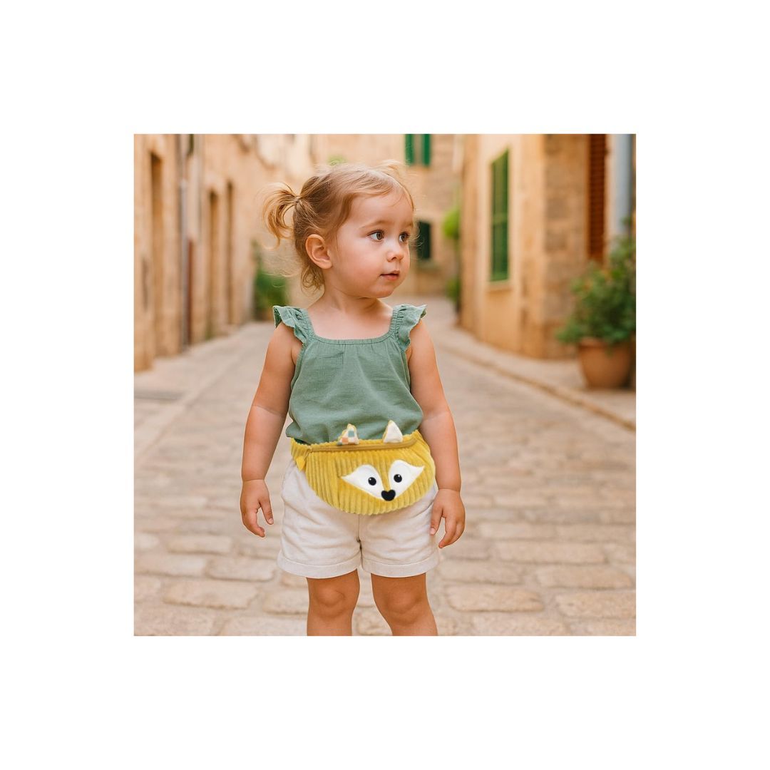 Les Déglingos- Sac Banane Enfant Cyranos Le Renard en Velours Côtelé