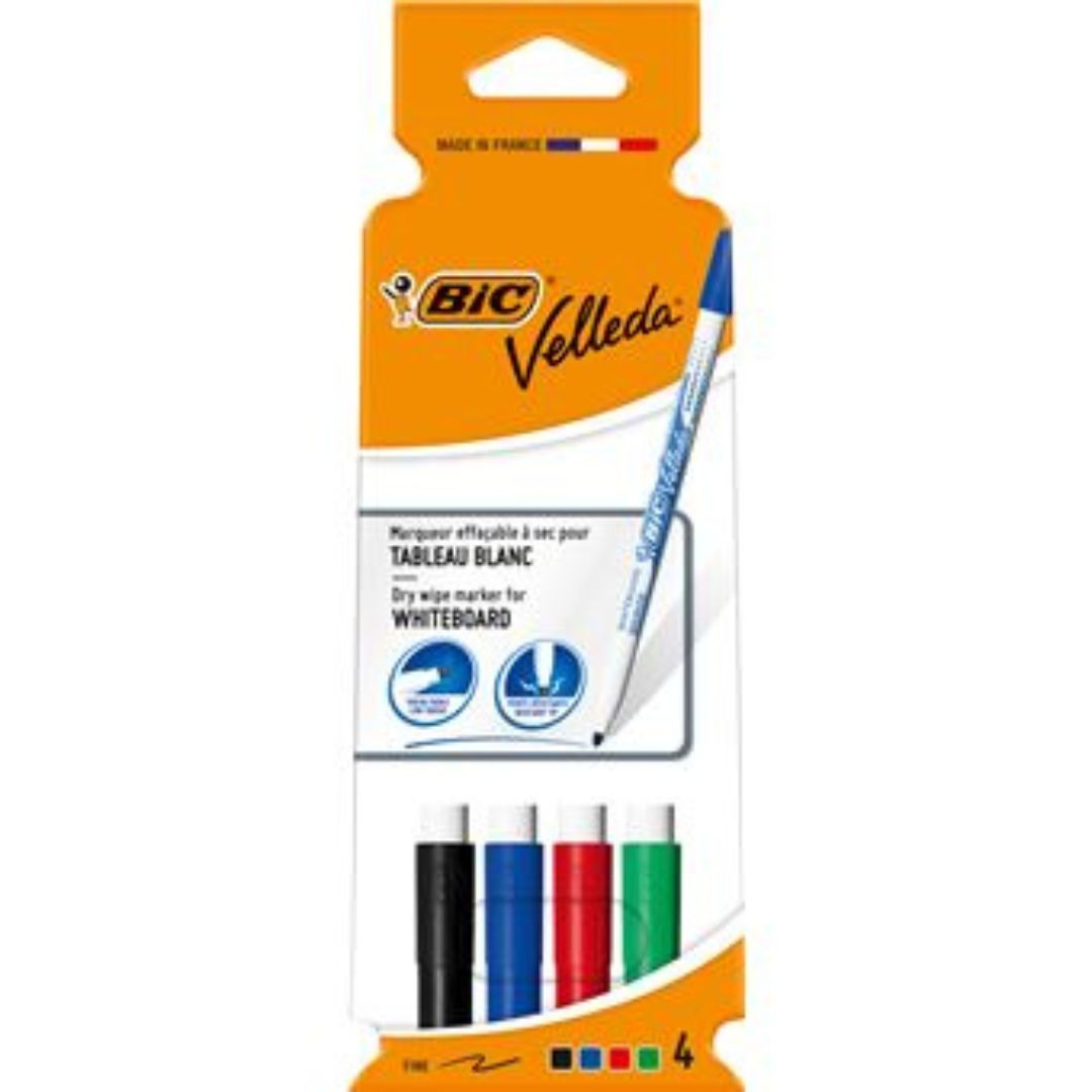 Bic - 4 Marqueur pour tableaux blancs - Pointe fine