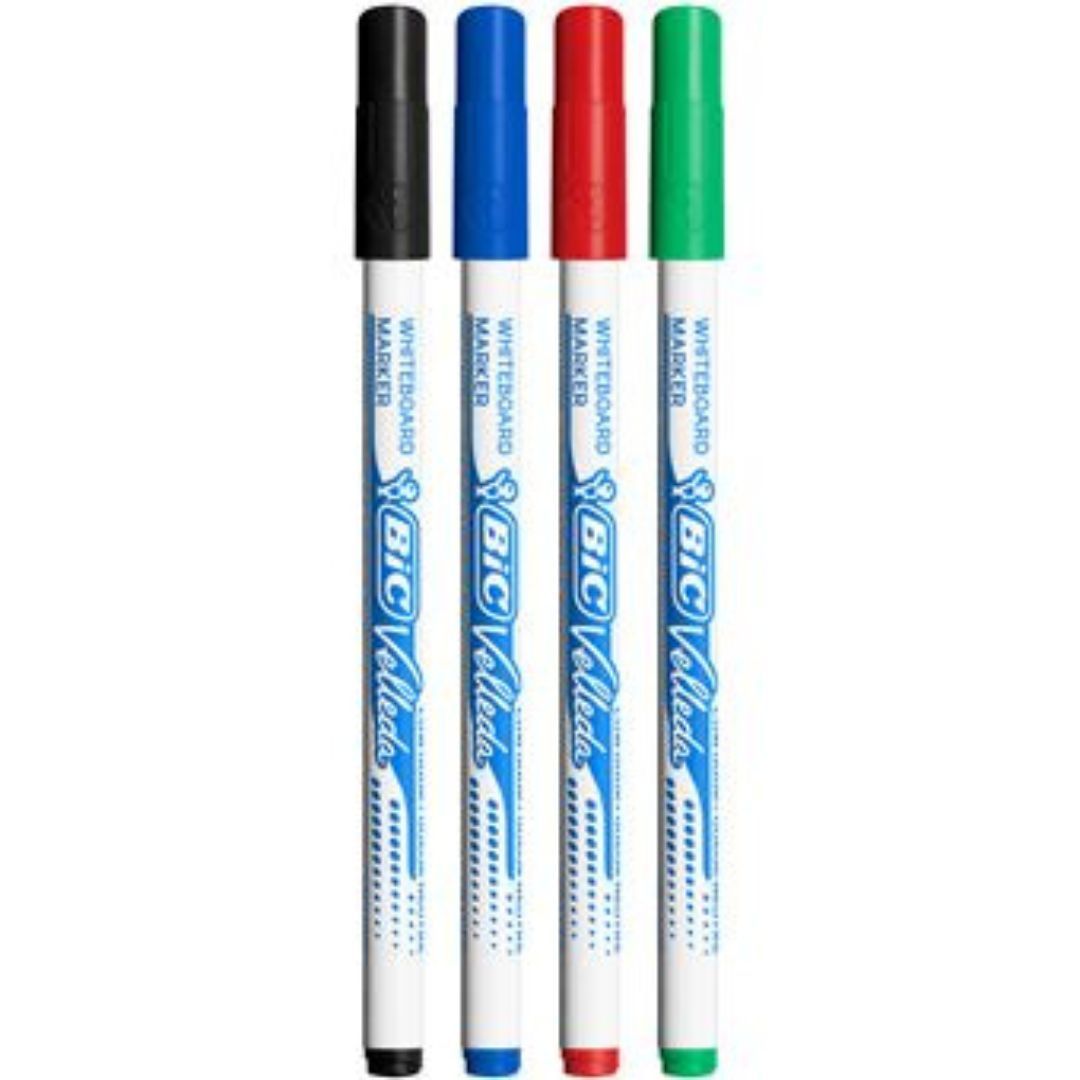 Bic - 4 Marqueur pour tableaux blancs - Pointe fine