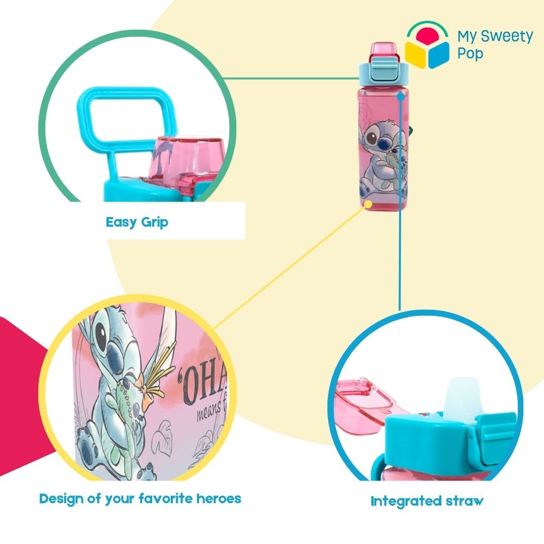 My Sweety Pop - Gourde Plastique Stitch Rose/Bleu - 500 ml