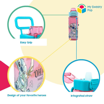 My Sweety Pop - Gourde Plastique Stitch Rose/Bleu - 500 ml
