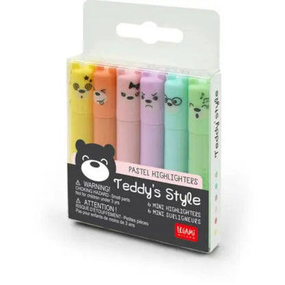 Legami - Teddy's Style set de 6 Mini surligneurs