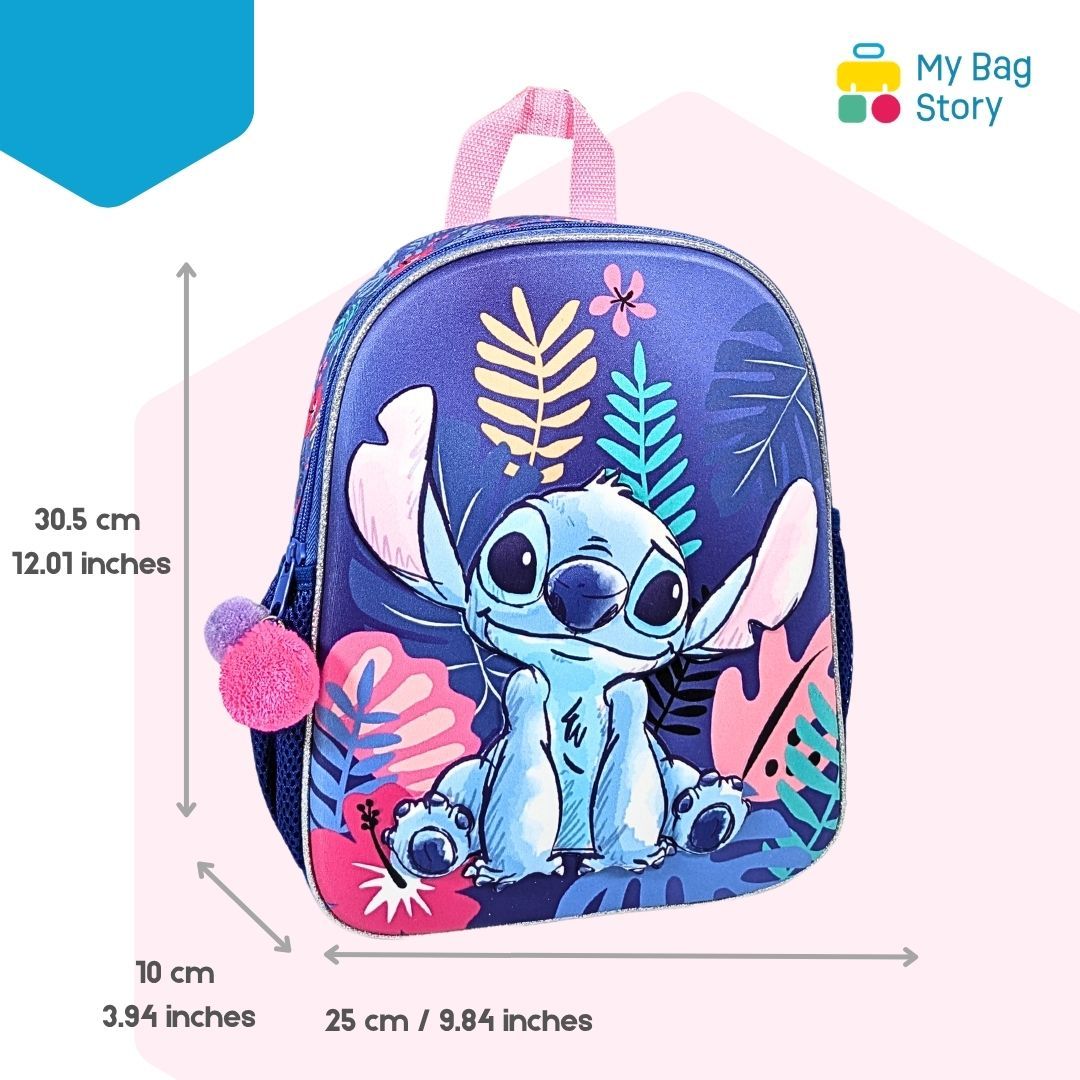 Mybagstory - Sac à dos Stitch Violet/Rose avec pompon - 32 cm