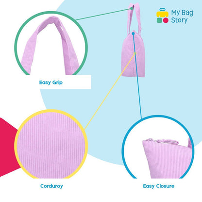 Mybagstory - Sac shopping Stitch Rose en Velours Côtelé - 48 cm