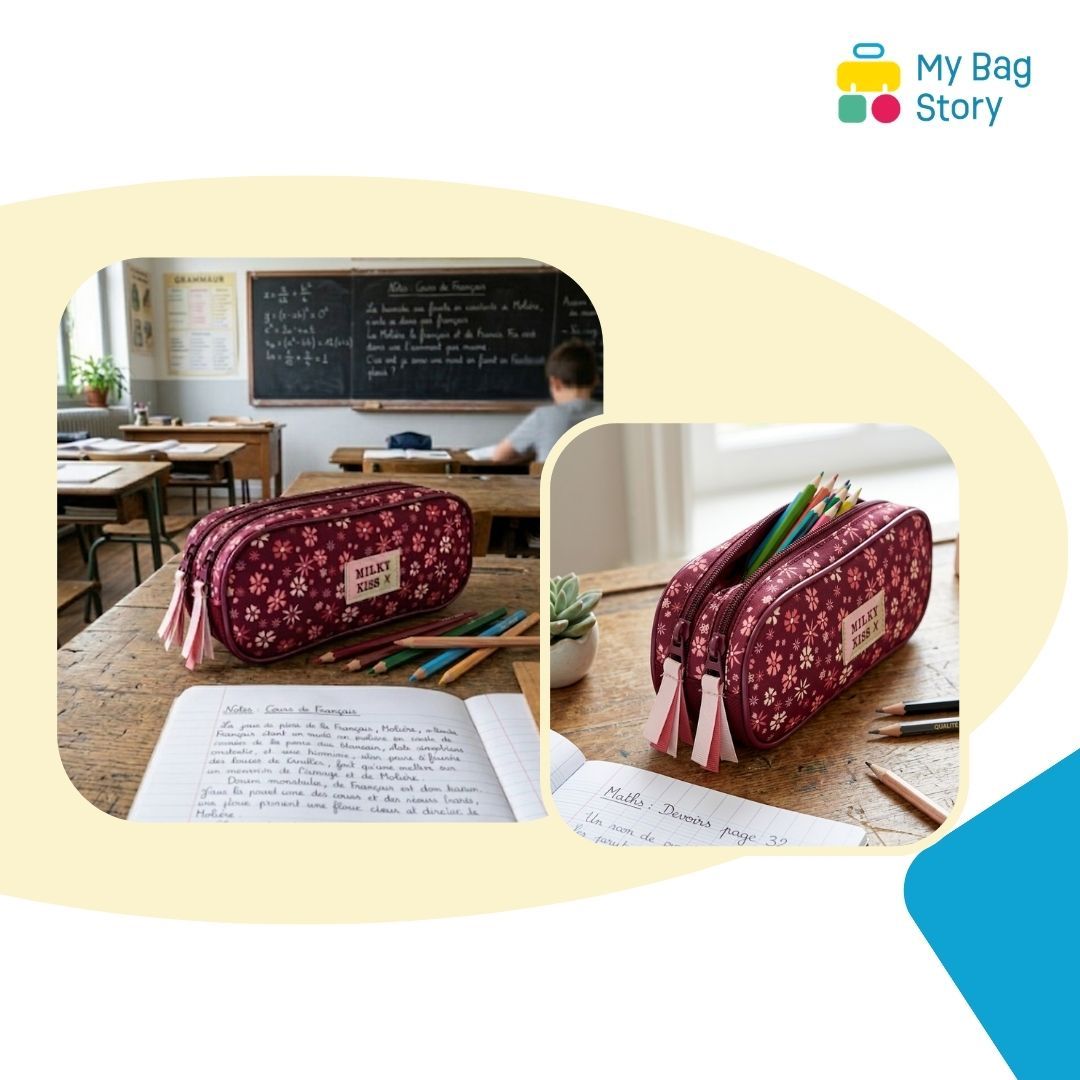 Mybagstory - Trousse scolaire florale rose