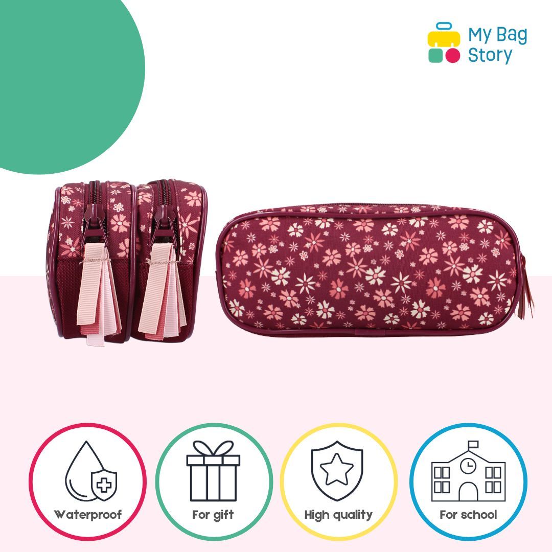 Mybagstory - Trousse scolaire florale rose