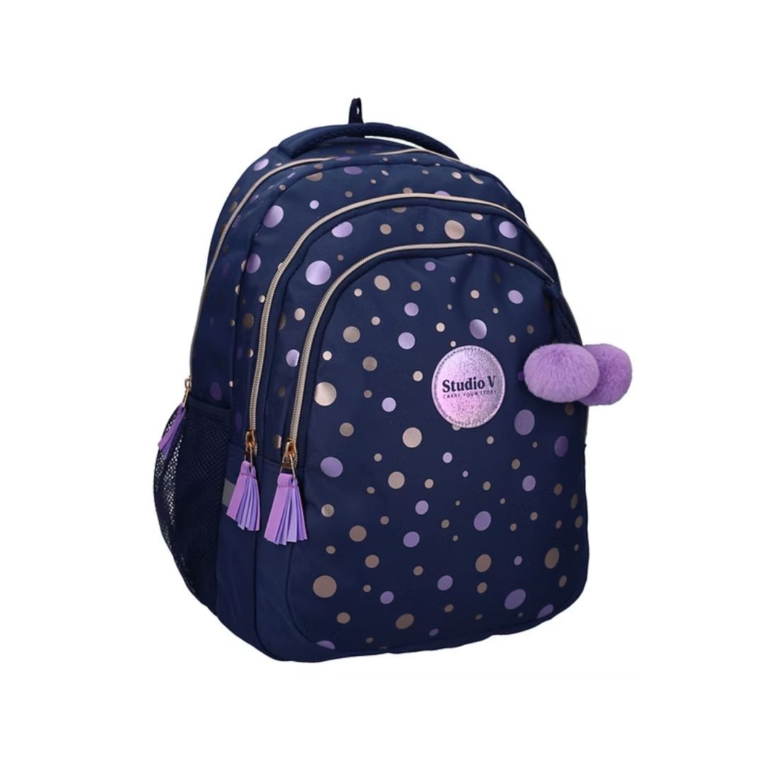 Mybagstory - Sac à dos bleu à pois