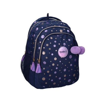 Mybagstory - Sac à dos bleu à pois
