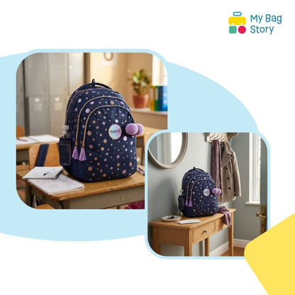 Mybagstory - Sac à dos bleu à pois