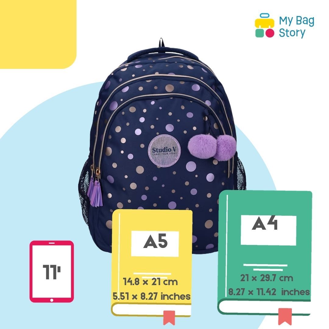 Mybagstory - Sac à dos bleu à pois