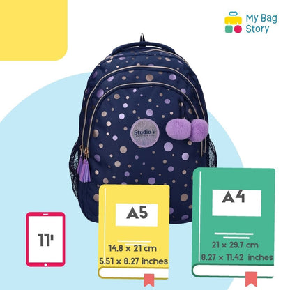 Mybagstory - Sac à dos bleu à pois
