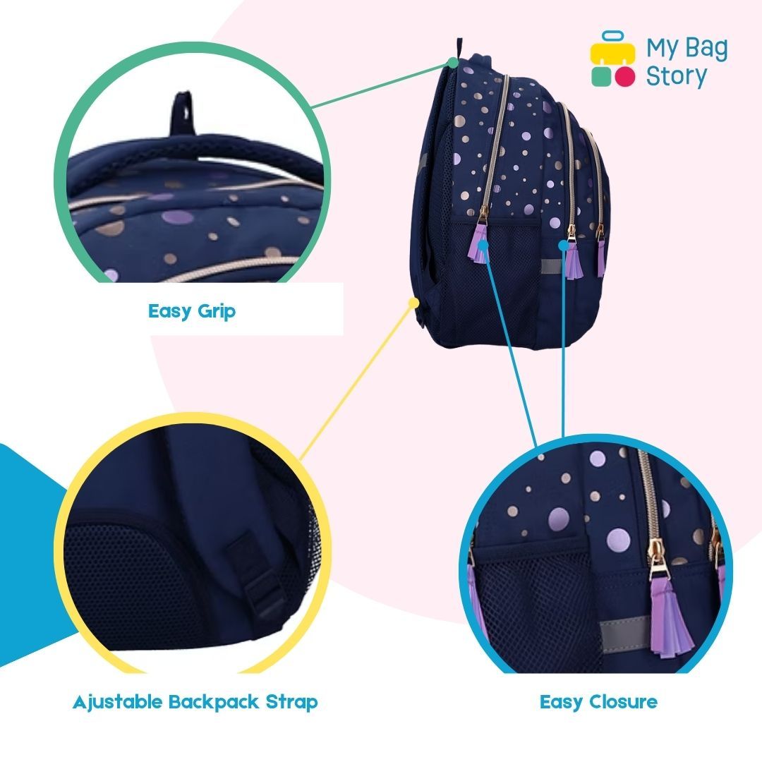 Mybagstory - Sac à dos bleu à pois