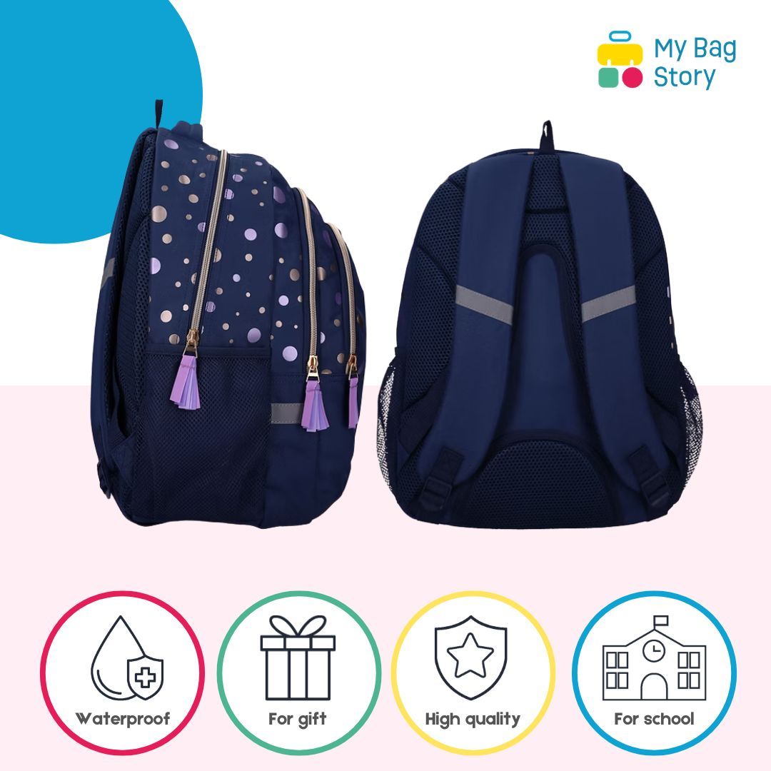 Mybagstory - Sac à dos bleu à pois