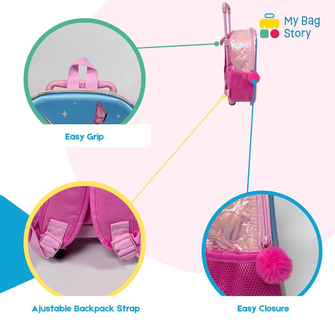 Mybagstory - Sac à roulettes Licorne 3D rose