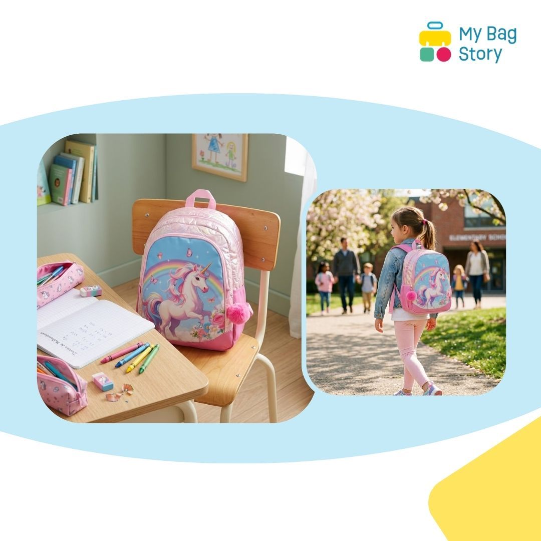 Mybagstory - Sac à dos licorne rose 2 compartiments