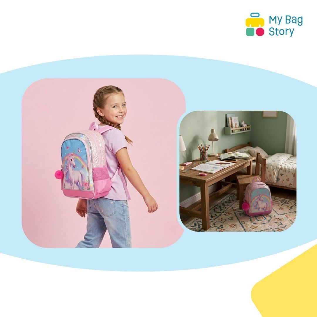 Mybagstory - Sac à dos licorne rose 2 compartiments