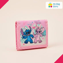 mybagstory - Portefeuille Stitch et Angel 3 Compartiments Rose - 13.5 cm