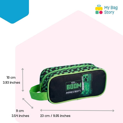 mybagstory - Trousse Rectagulaire Minecraft Noir/Vert - 23 cm