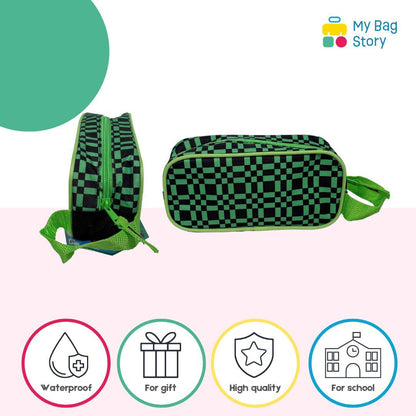mybagstory - Trousse Rectagulaire Minecraft Noir/Vert - 23 cm