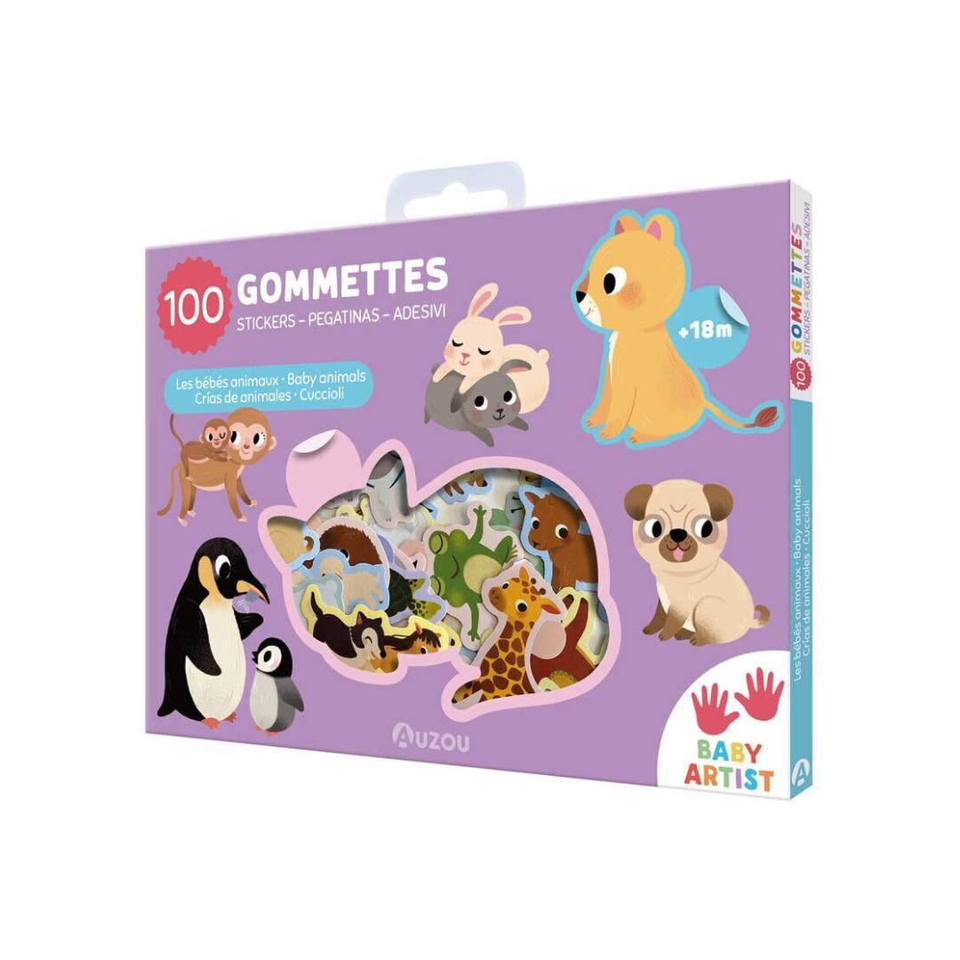 Auzou - 100 gommettes repositionnables Bébés animaux
