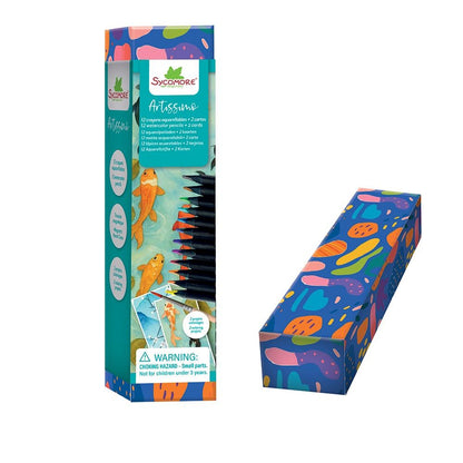 Au sycomore - 12 Crayons Aquarellables et 2 Feuilles