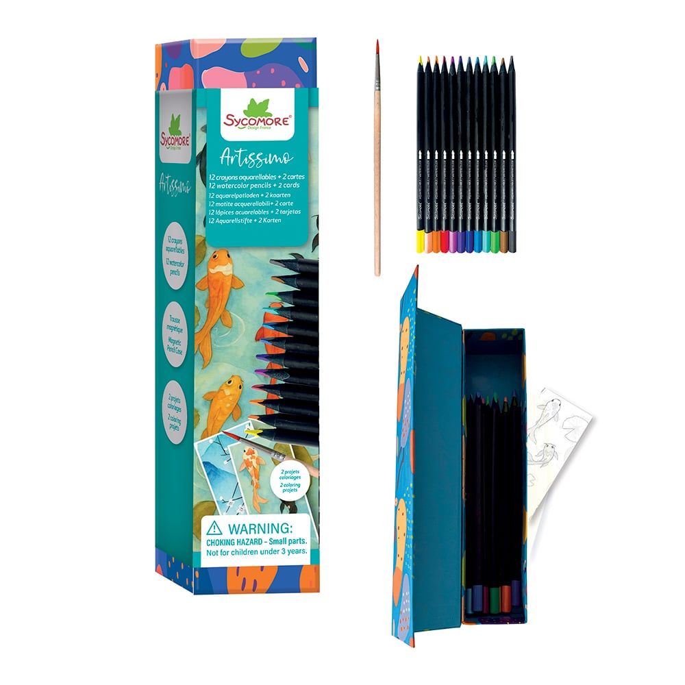 Au sycomore - 12 Crayons Aquarellables et 2 Feuilles
