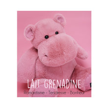 Histoire D'Ours - Peluche hippopotame HIP'FUN Rose- Lait grenadine - 25 cm