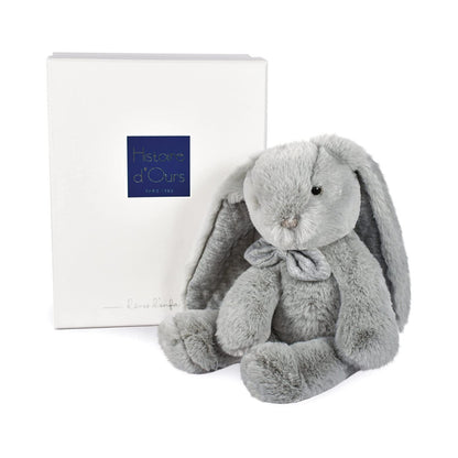 Histoire d’Ours - Peluche lapin preppy Chic - Gris perle - 30 cm