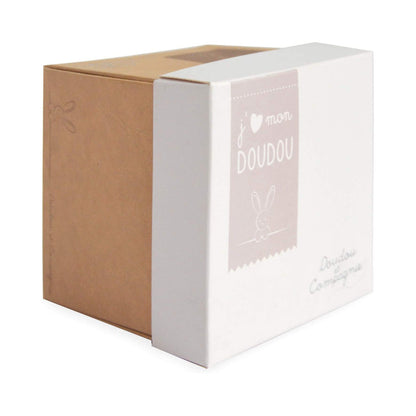 Doudou et Compagnie - Doudou lapin mouchoir - 10 cm - Boîte fleur