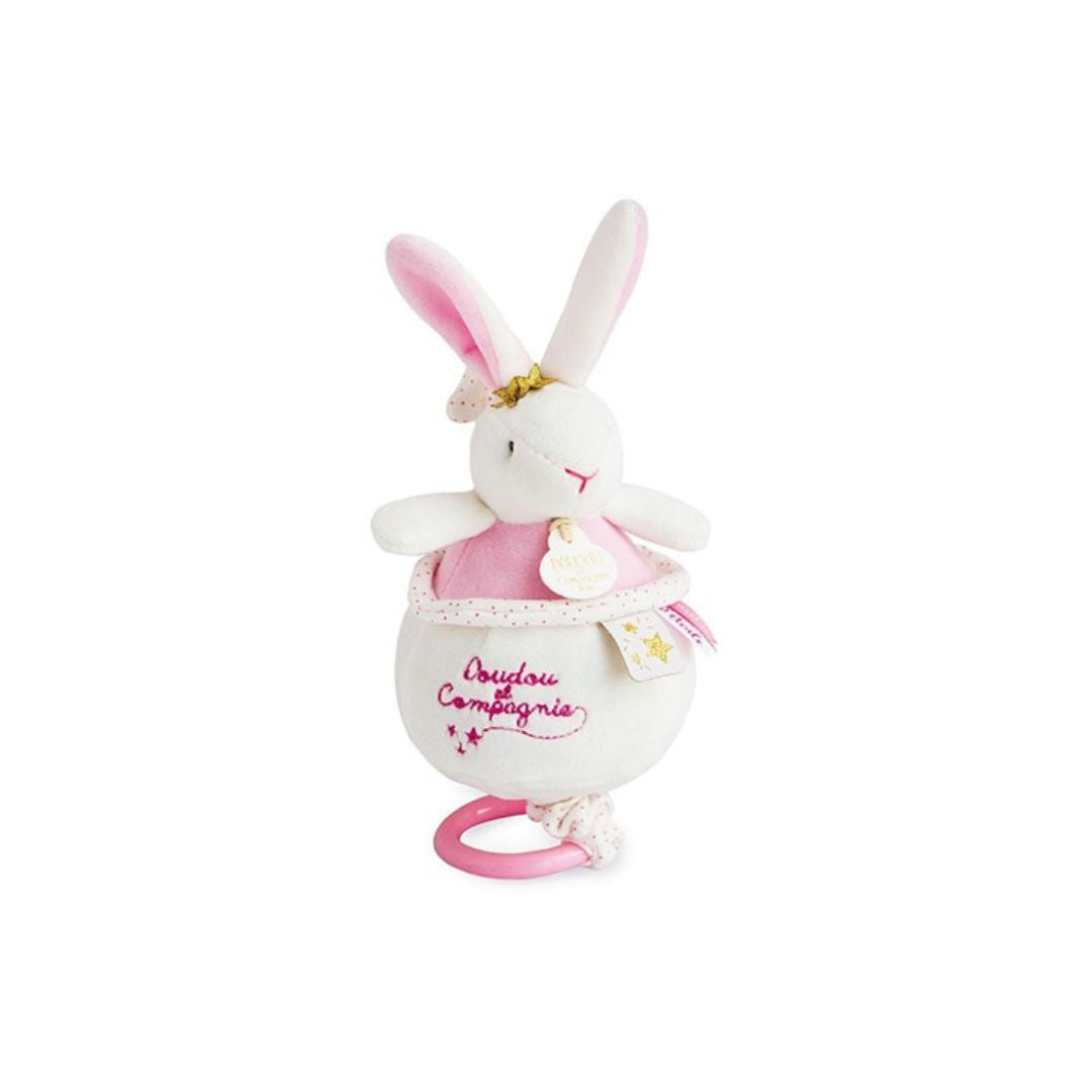 Doudou et Compagnie - Peluche musicale lapin étoile rose - 14 cm