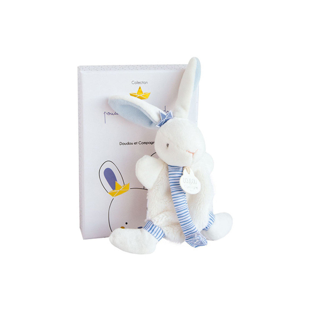 Doudou et Compagnie - Mini doudou attache sucette lapin matelot bleu - 15 cm