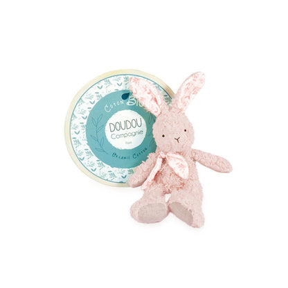 Doudou et Compagnie - Lapin peluche rose en coton Bio 25 cm