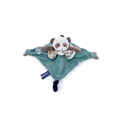 Doudou et Compagnie - Doudou plat panda vert avec marionnette à doigt - 30 cm