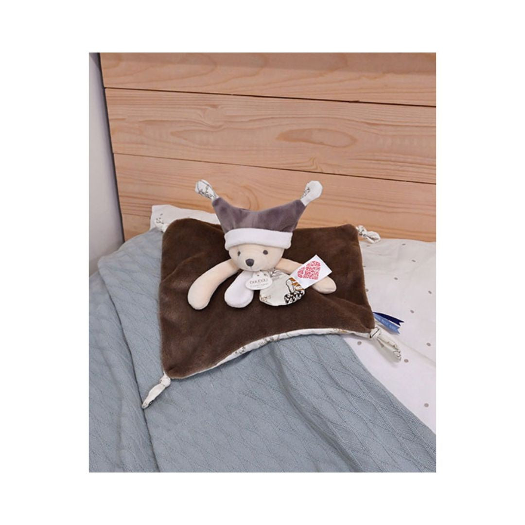 Doudou et Compagnie - Doudou plat Ours 3 histoires - Marron