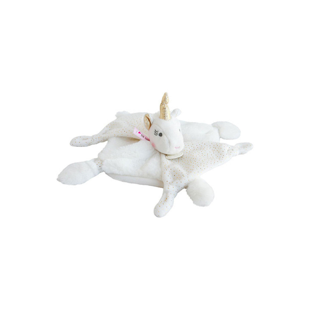 Doudou et Compagnie - Doudou plat Licorne blanche - 22 cm