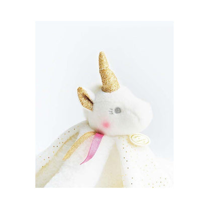 Doudou et Compagnie - Doudou plat Licorne blanche - 22 cm