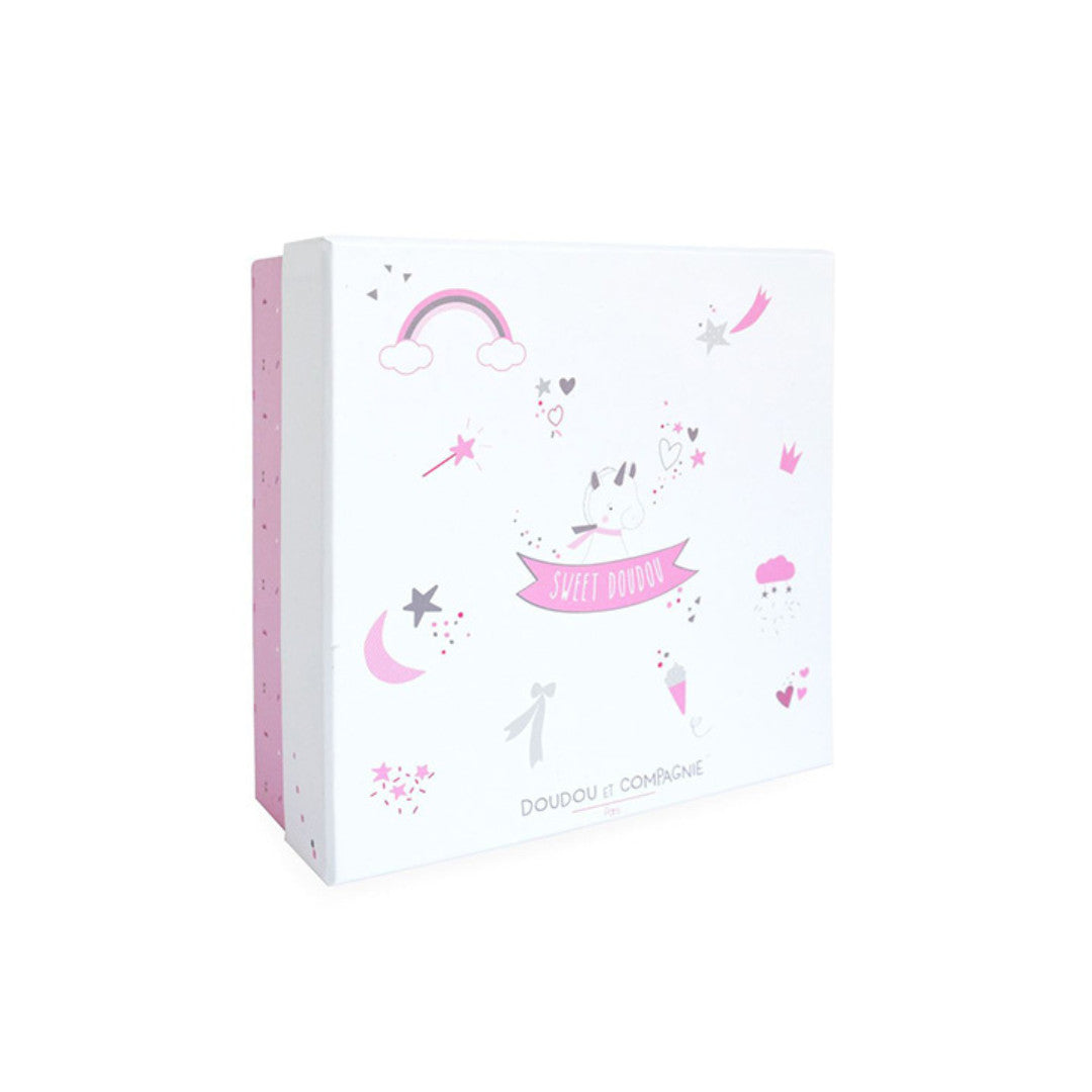 Doudou et Compagnie - Doudou plat Licorne blanche - 22 cm
