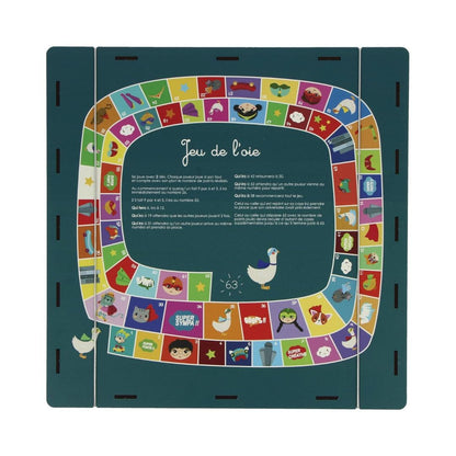 Agent paper - Boîte 4 jeux de société - BLEUE - Jeu de l'oie en bois plateau