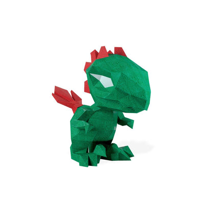 Agent paper - Petit dino en papier - Vert et rouge - Origami animaux 3D - Facile