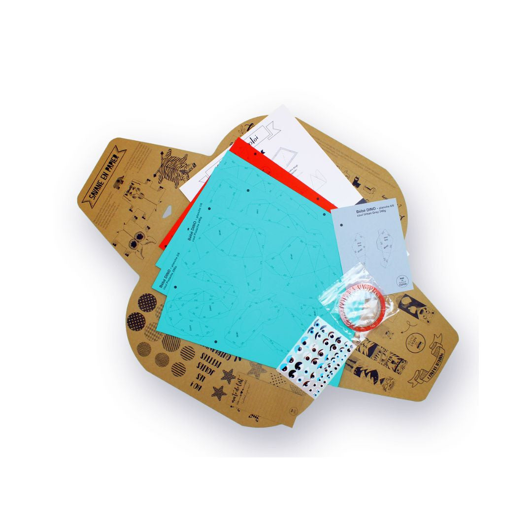 Agent paper - Petit dino en papier - Vert et rouge - Origami animaux 3D - Facile
