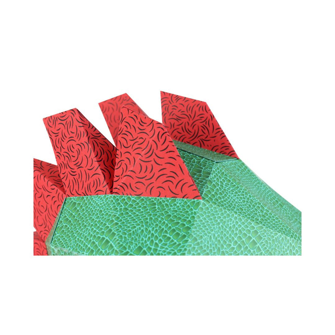 Agent paper - Petit dino en papier - Vert et rouge - Origami animaux 3D - Facile